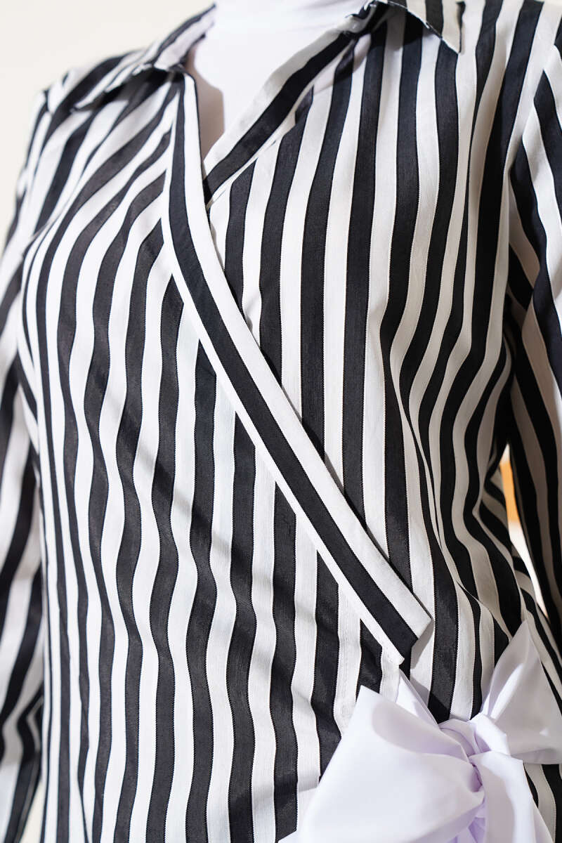 Striped Side-Tie Kimono - Black