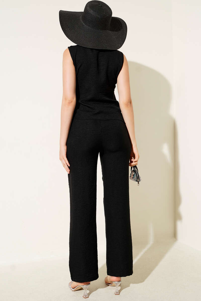 Side-Tie Two-Piece Set - Black