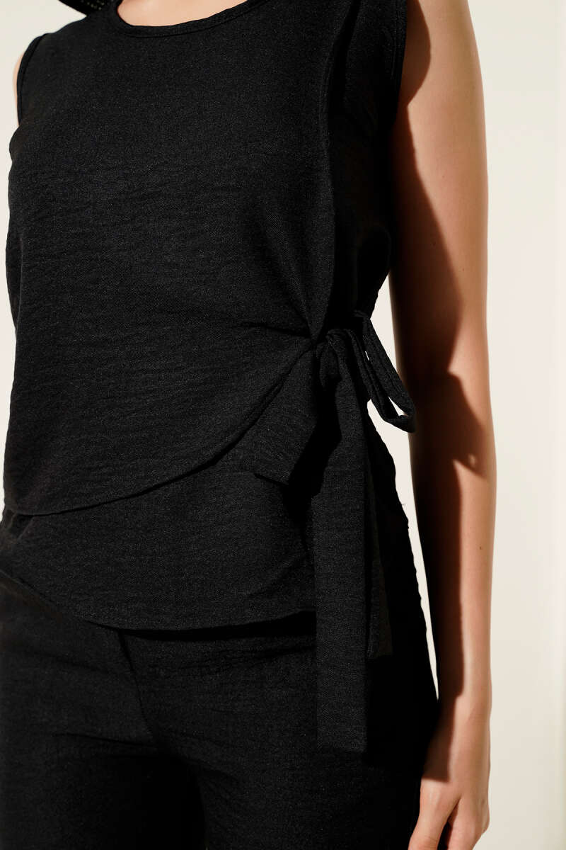 Side-Tie Two-Piece Set - Black