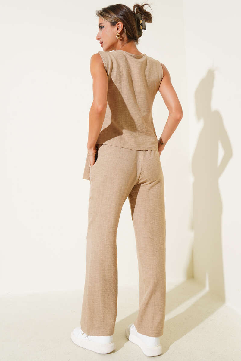 Side-Tie Two-Piece Set - Camel