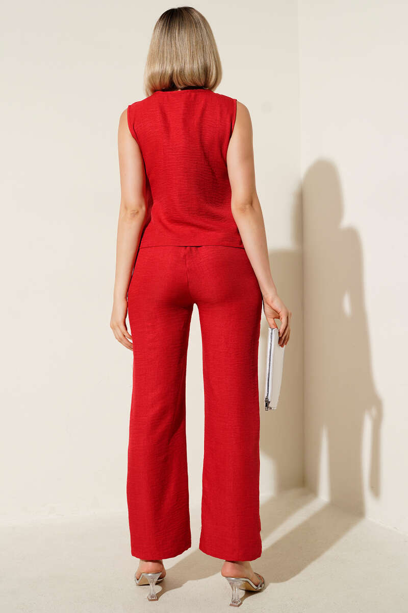 Side-Tie Two-Piece Set - Red