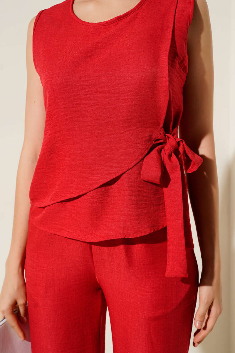 Side-Tie Two-Piece Set - Red
