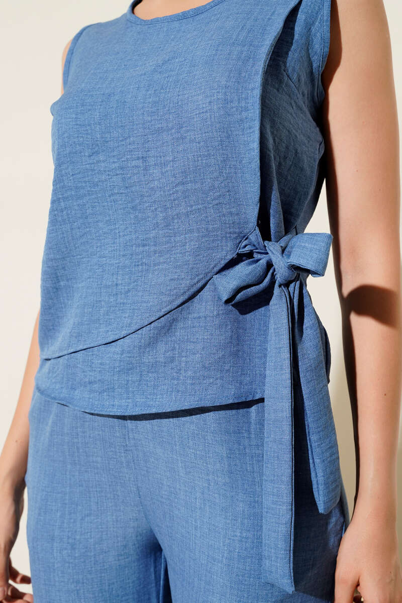 Side-Tie Two-Piece Set - Blue