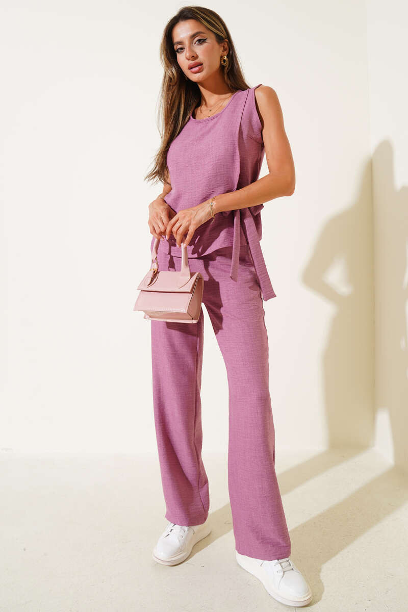 Side-Tie Two-Piece Set - Dusty Rose