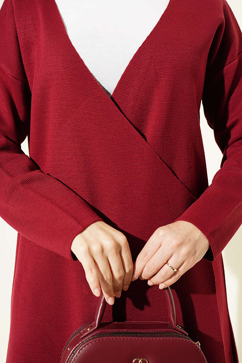 Side-Tie Knit Two-Piece Set - Burgundy