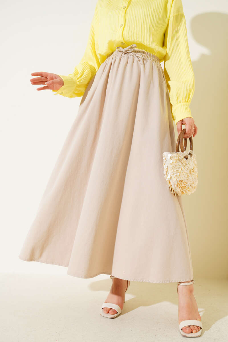 Basic Skirt with Side Pockets - Beige