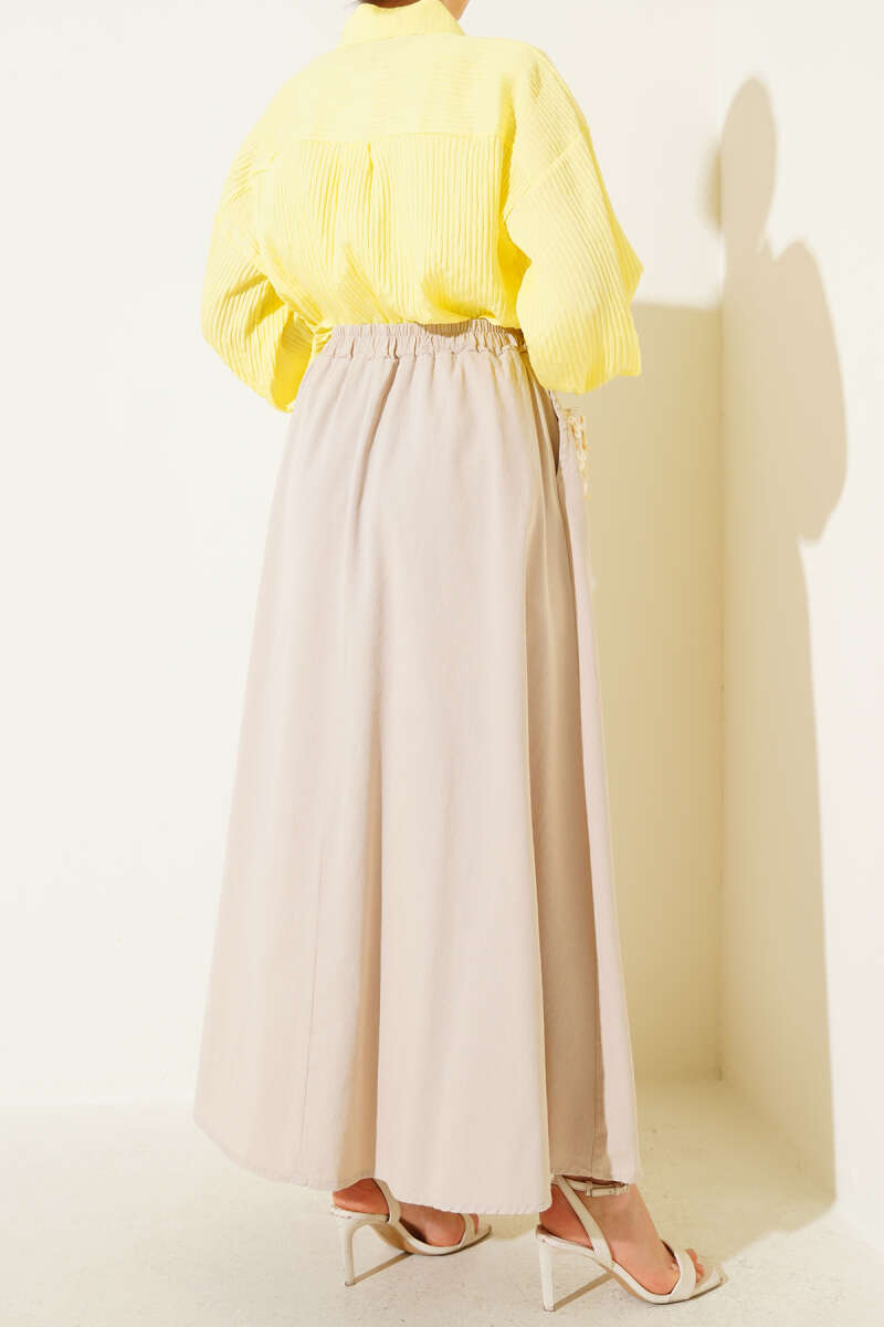 Basic Skirt with Side Pockets - Beige