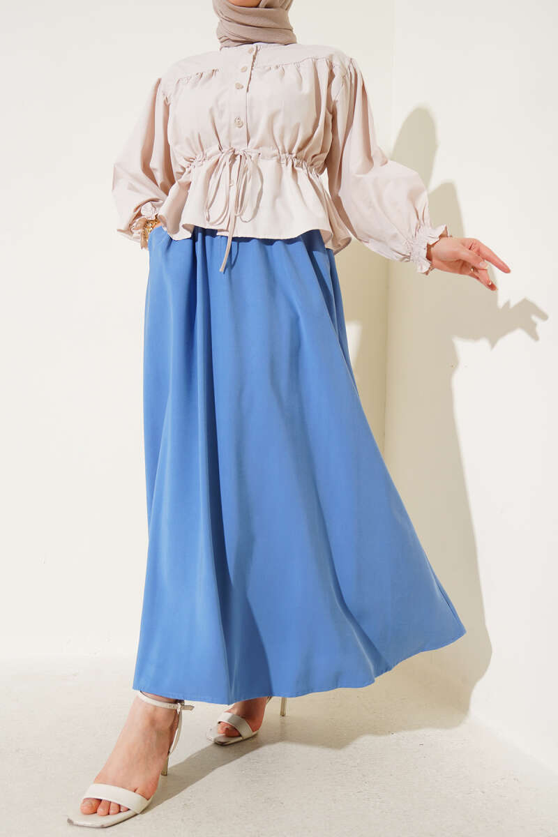 Basic Skirt with Side Pockets - Indigo