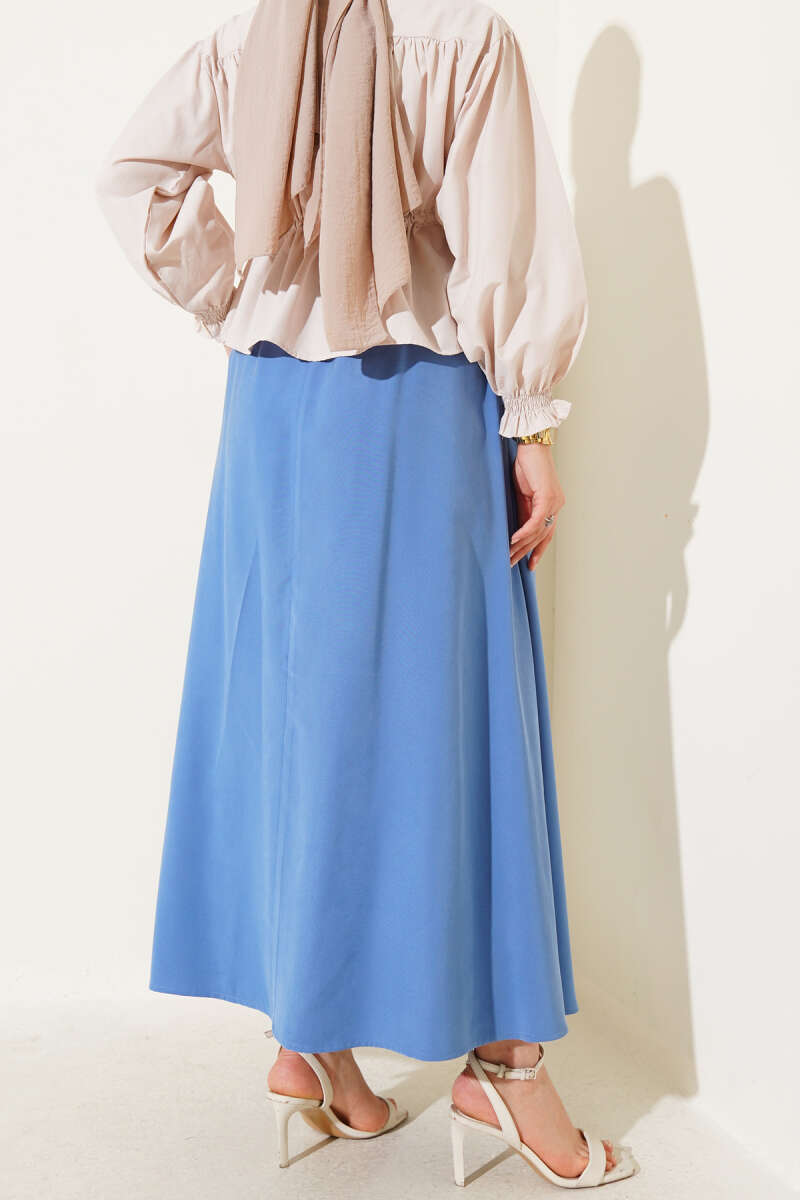 Basic Skirt with Side Pockets - Indigo