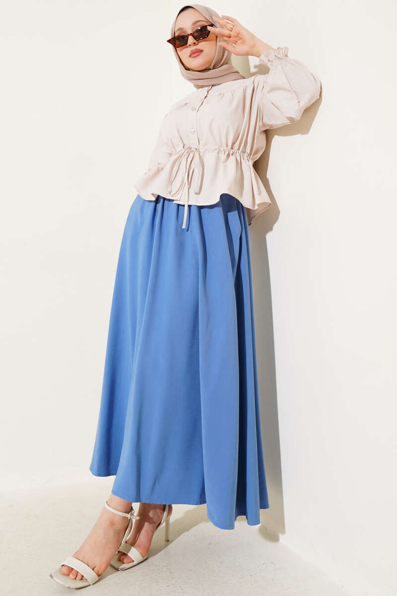 Basic Skirt with Side Pockets - Indigo