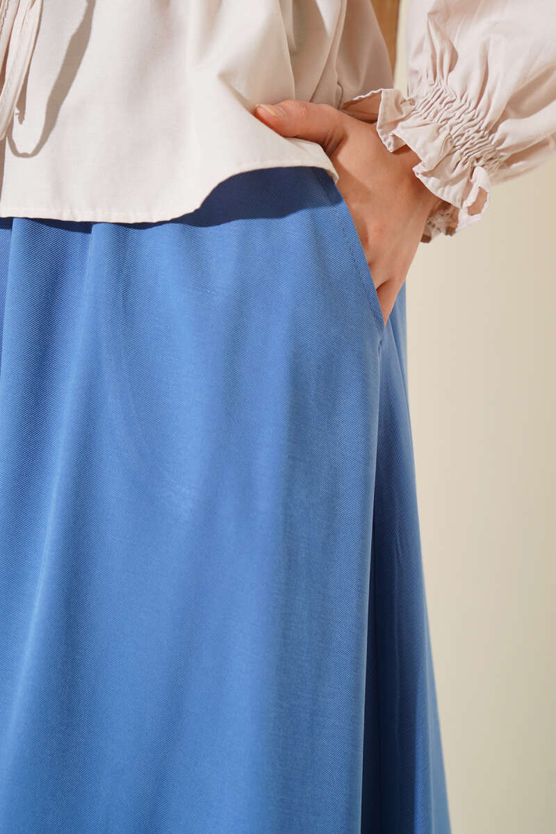 Basic Skirt with Side Pockets - Indigo