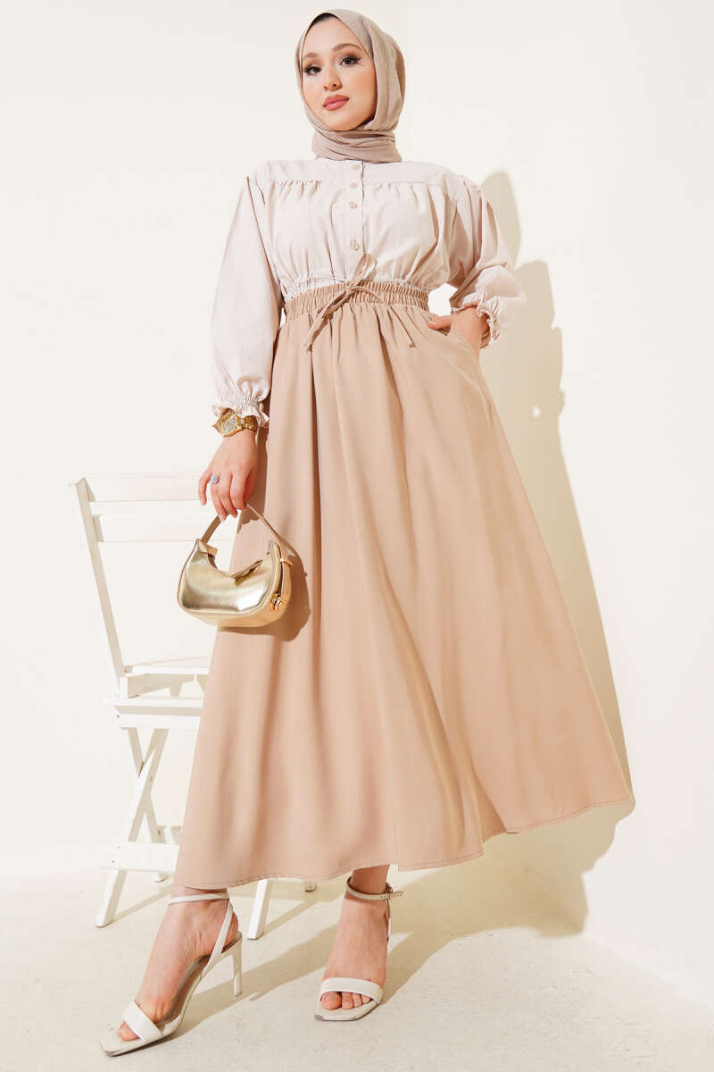 Basic Skirt with Side Pockets - Latte