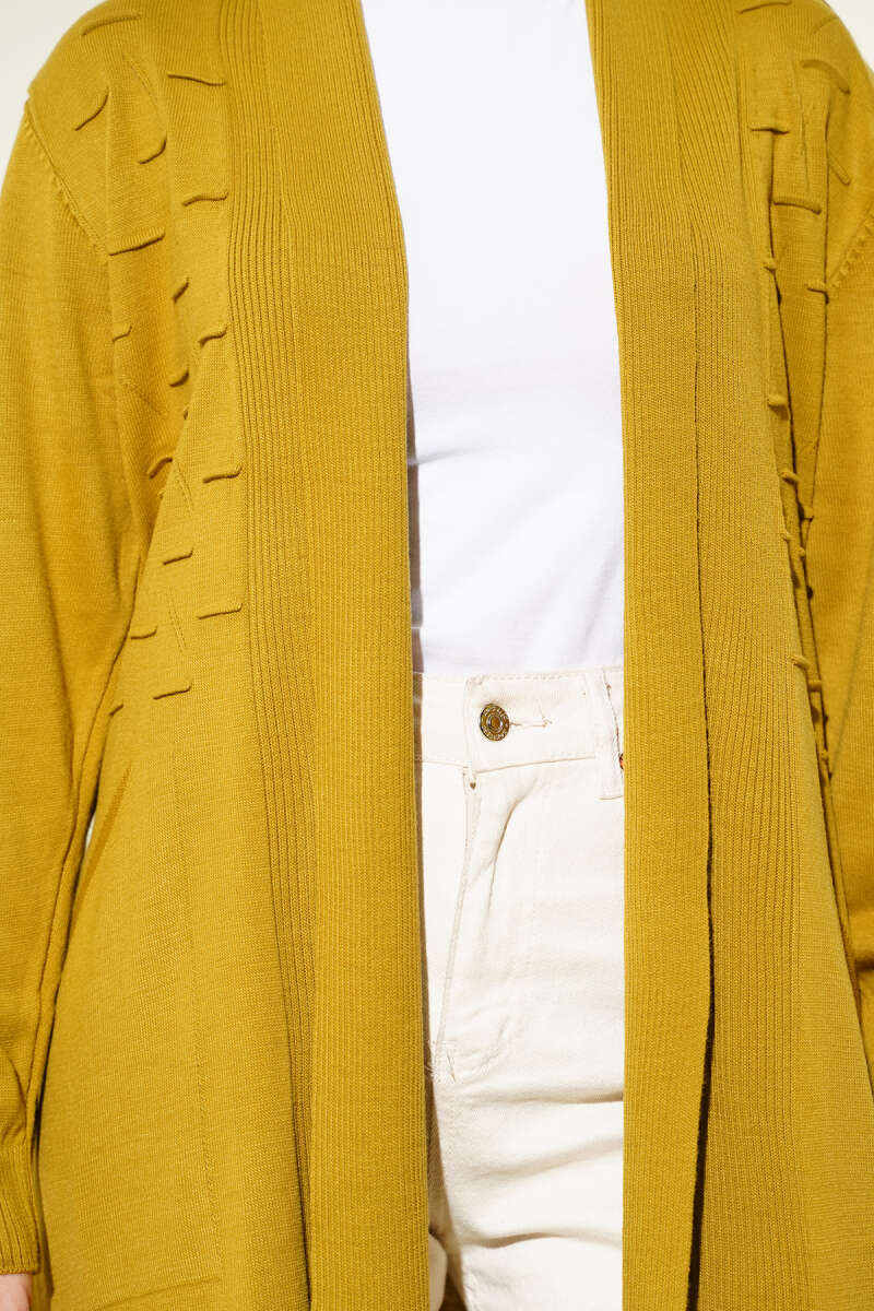 Side-Stitch Cardigan with Ties - Olive