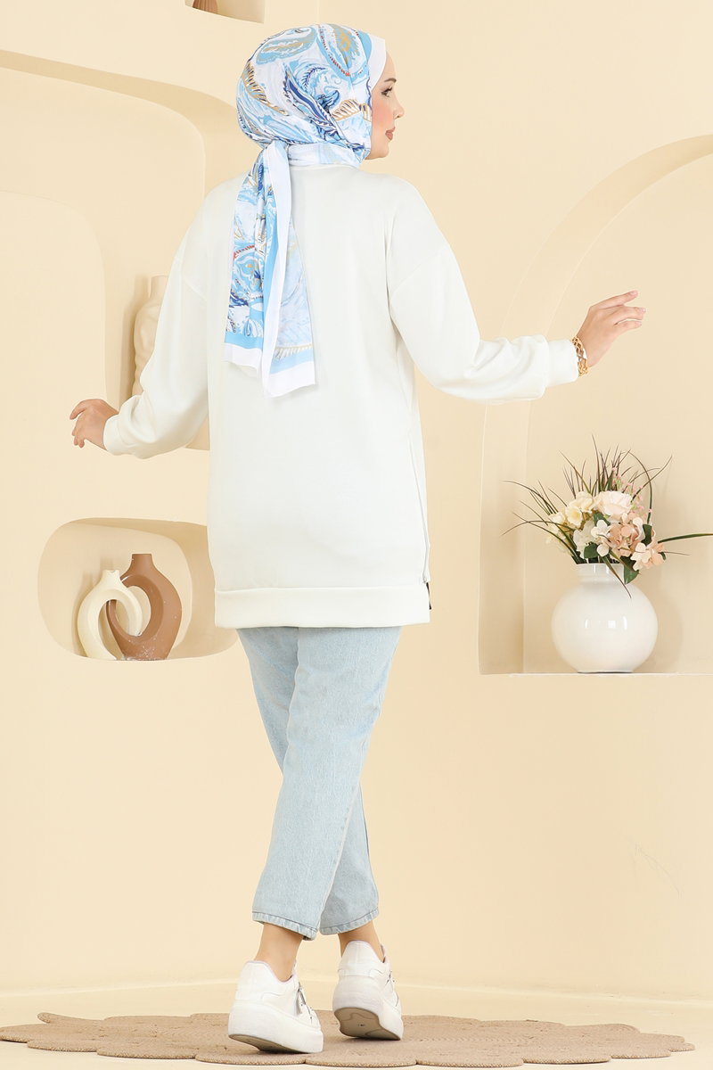 Modal Tunic with Side Zip - Ecru