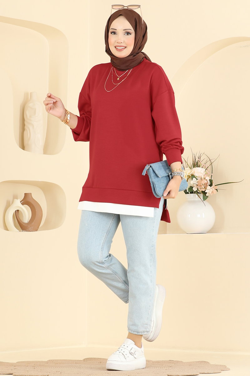 Modal Tunic with Side Zip - Red
