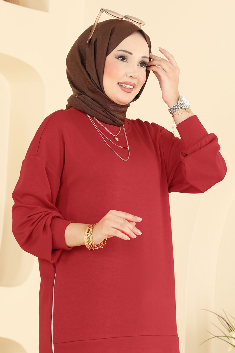 Modal Tunic with Side Zip - Red