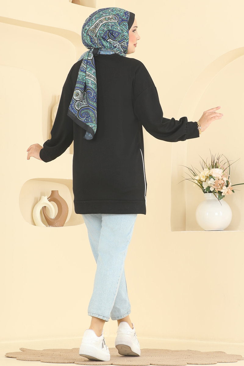 Modal Tunic with Side Zip - Black