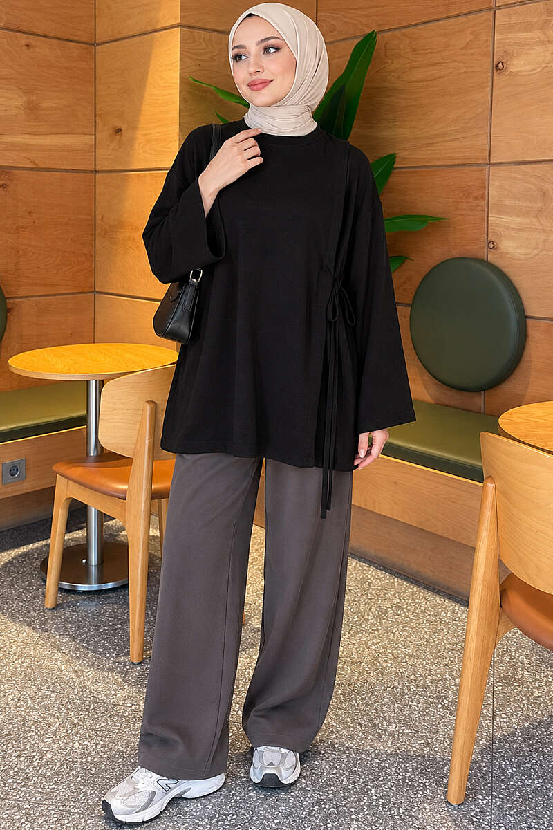 Tunic with Side Tie - Black