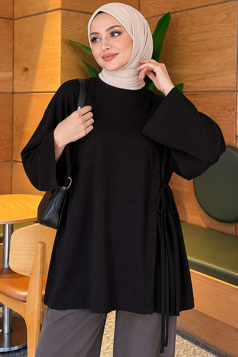 Tunic with Side Tie - Black
