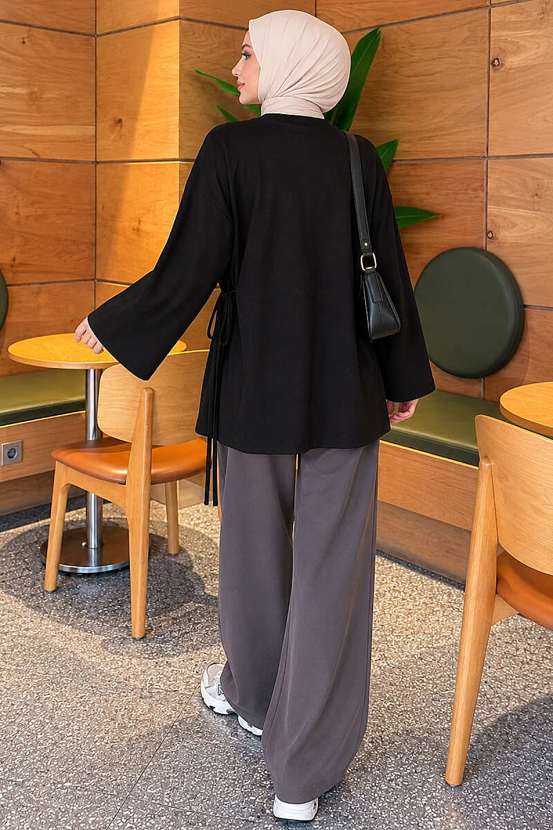 Tunic with Side Tie - Black