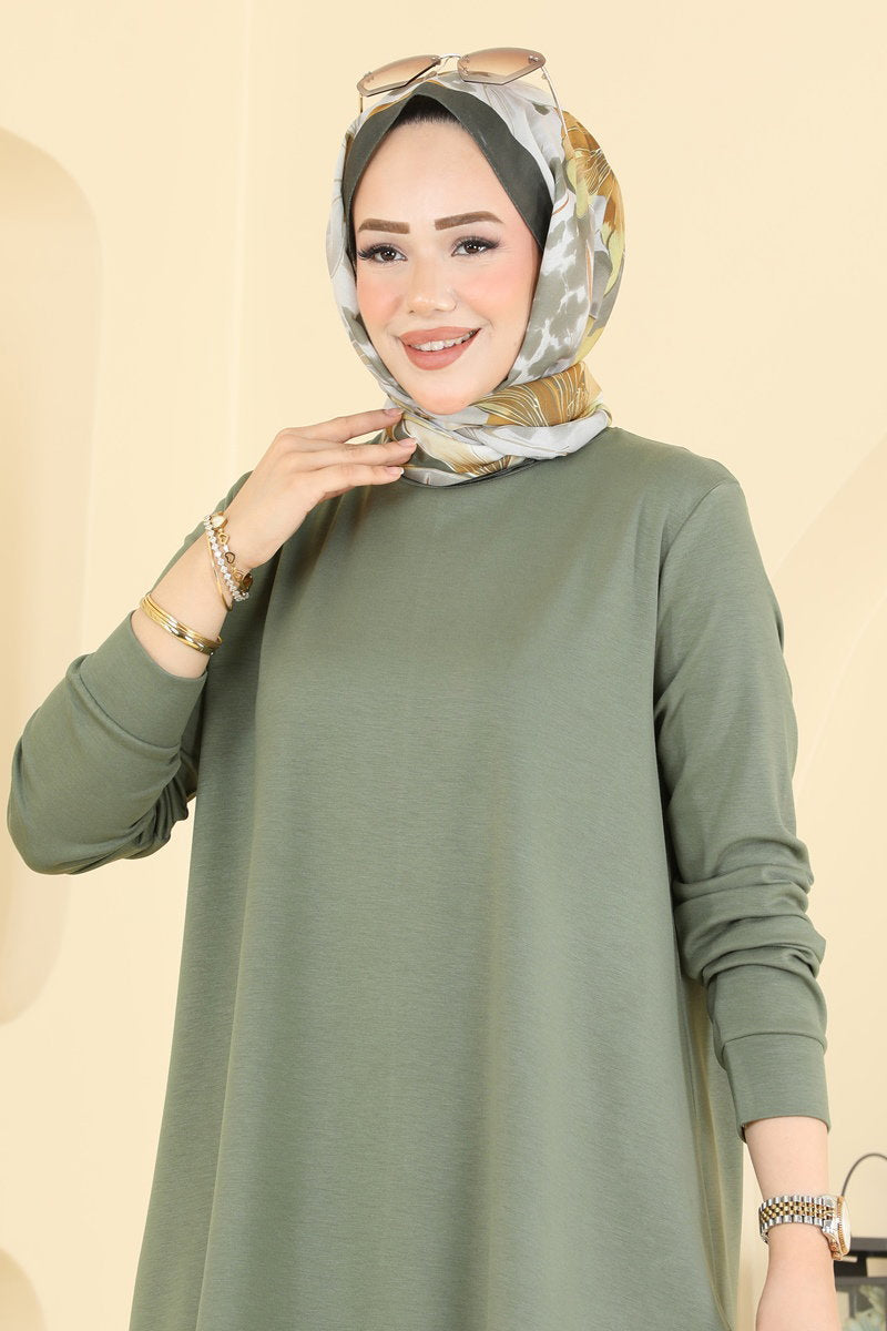 Side-Slit Modal Two-Piece Set - Almond Green