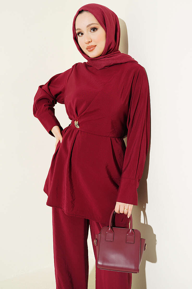 Side-Tie Modal Two-Piece Set - Burgundy