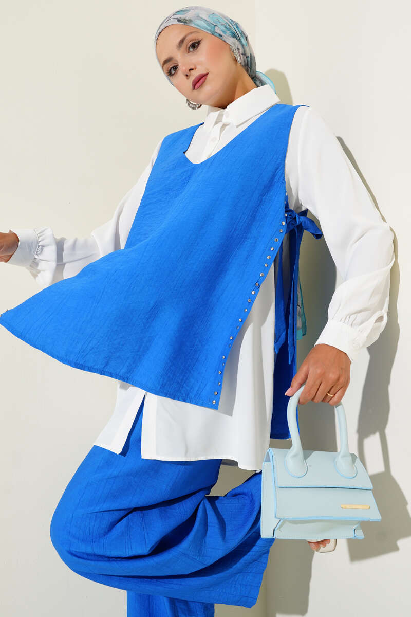 Three-Piece Set with Side Ties - Saxe Blue