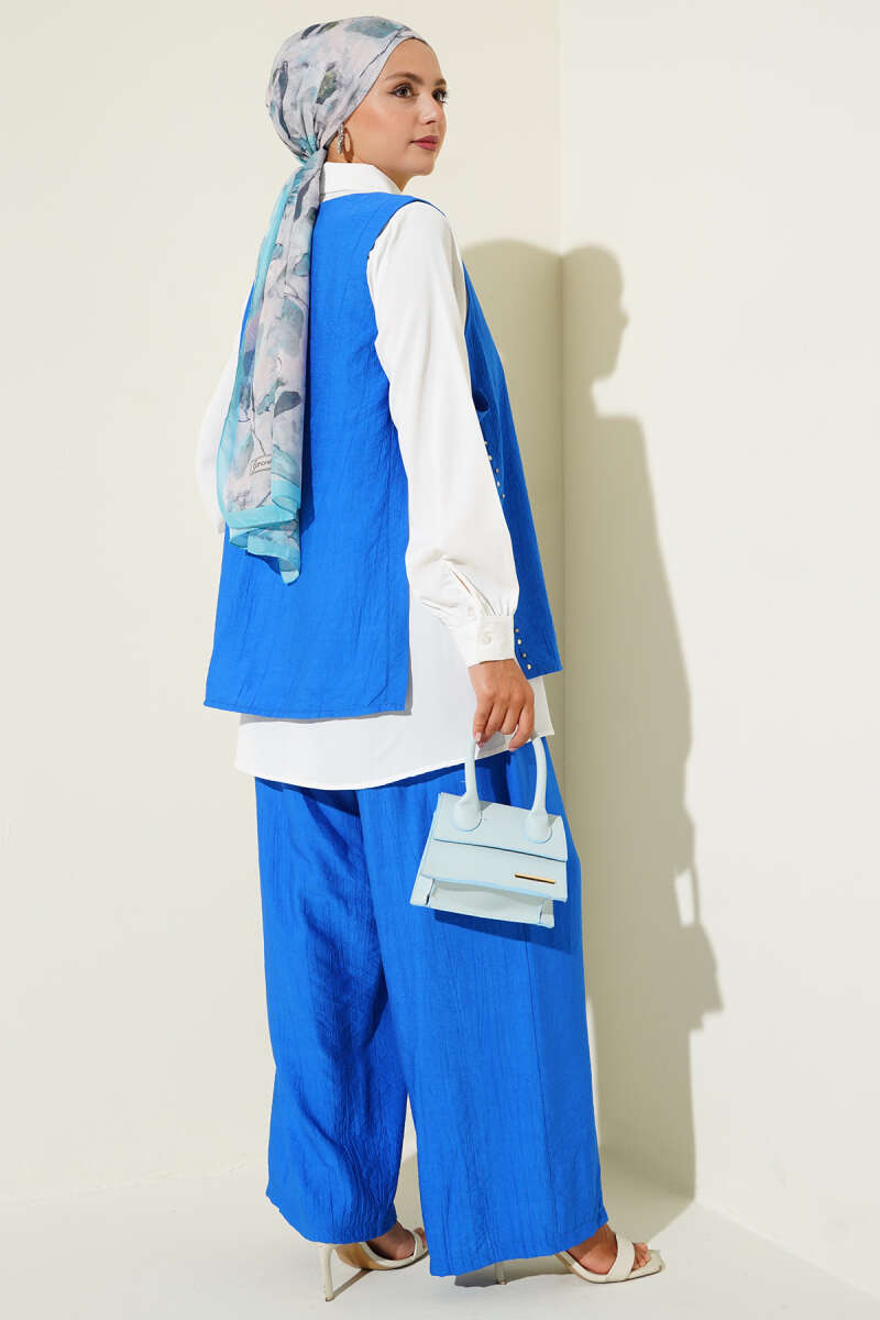 Three-Piece Set with Side Ties - Saxe Blue
