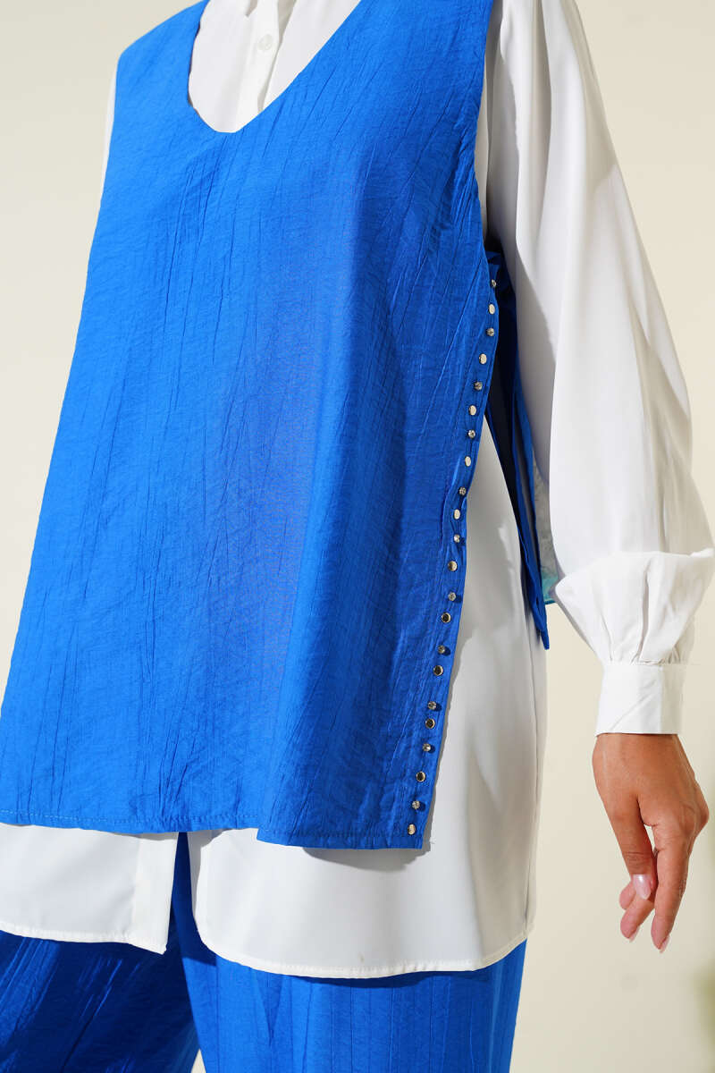 Three-Piece Set with Side Ties - Saxe Blue
