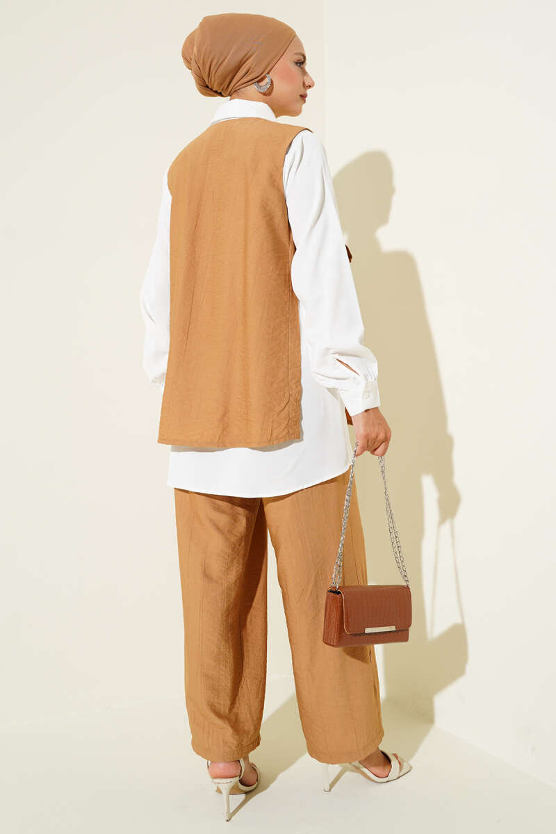 Three-Piece Set with Side Ties - Camel