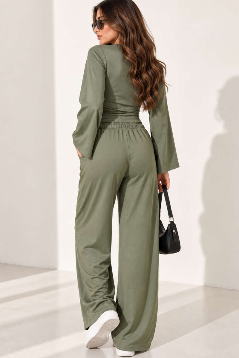 Two-Piece Set with Ruched Sides - Khaki