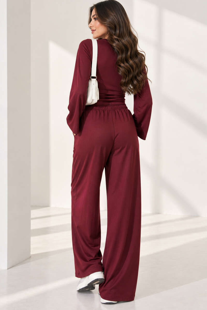 Two-Piece Set with Ruched Sides - Plum