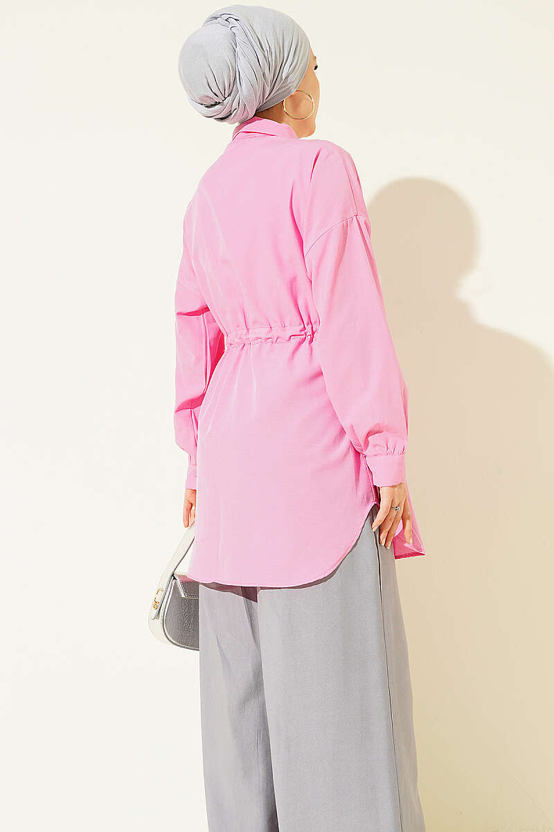 Shirt with Side Drawstrings - Pink