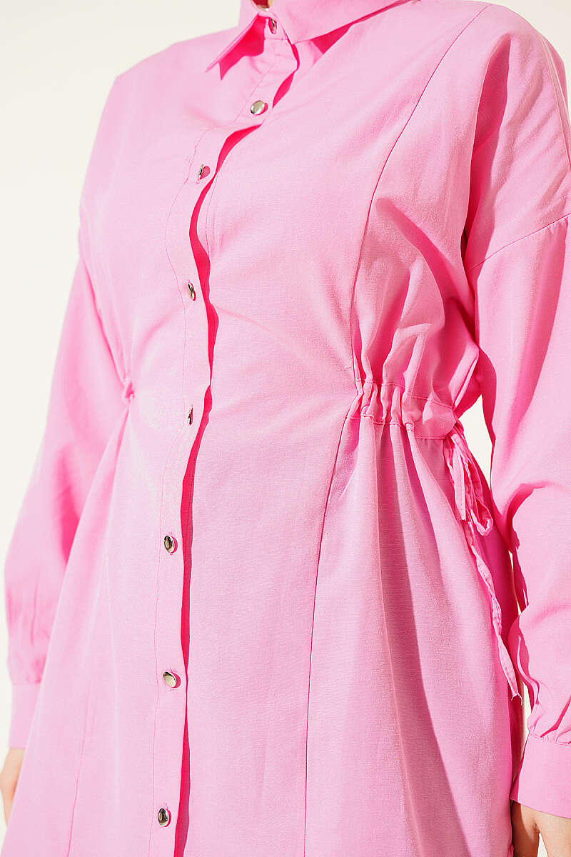 Shirt with Side Drawstrings - Pink