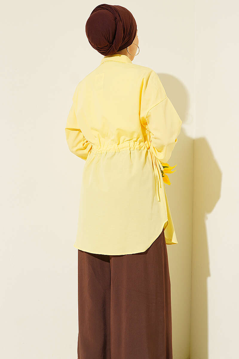 Shirt with Side Drawstrings - Yellow