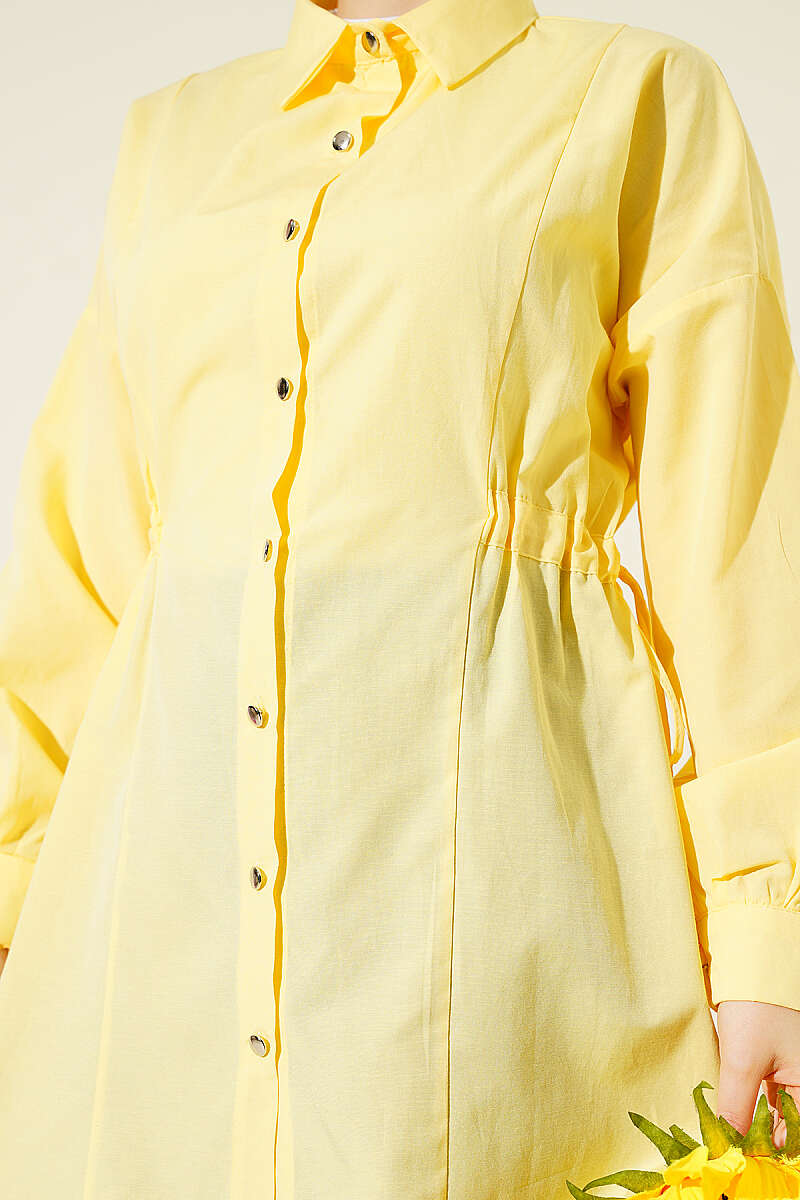 Shirt with Side Drawstrings - Yellow