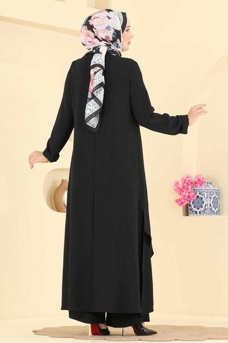 Aerobin Two-Piece Set with Side Slits - Black