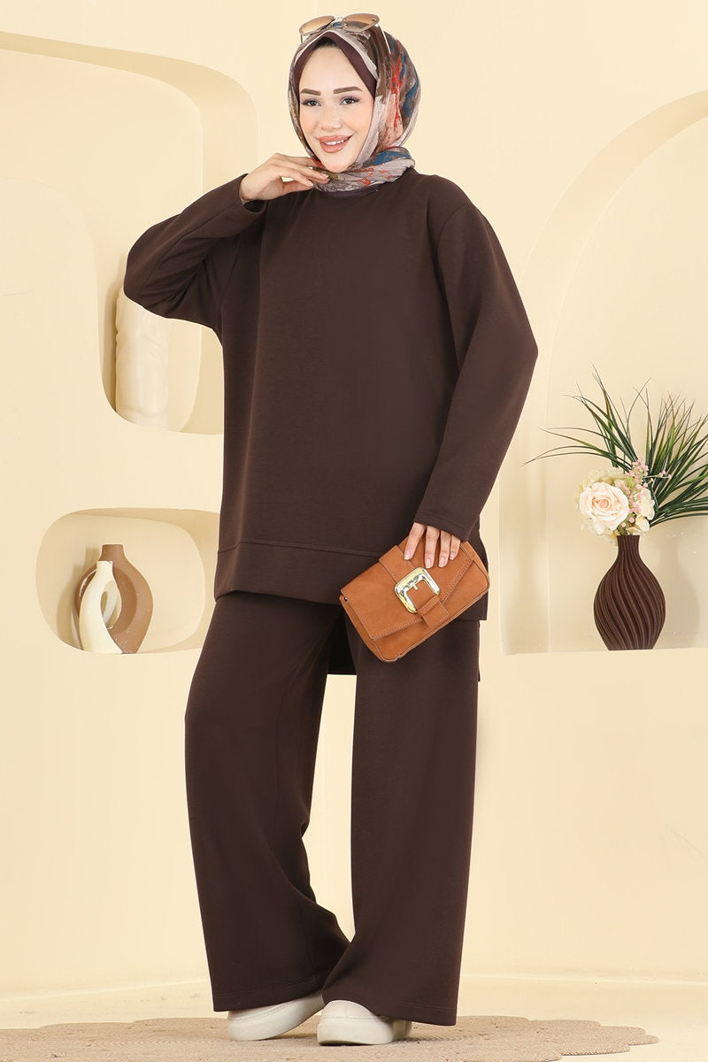 Modal Set with Side Slits - Dark Brown