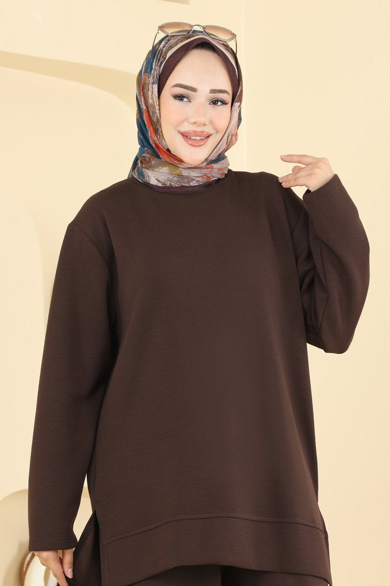 Modal Set with Side Slits - Dark Brown