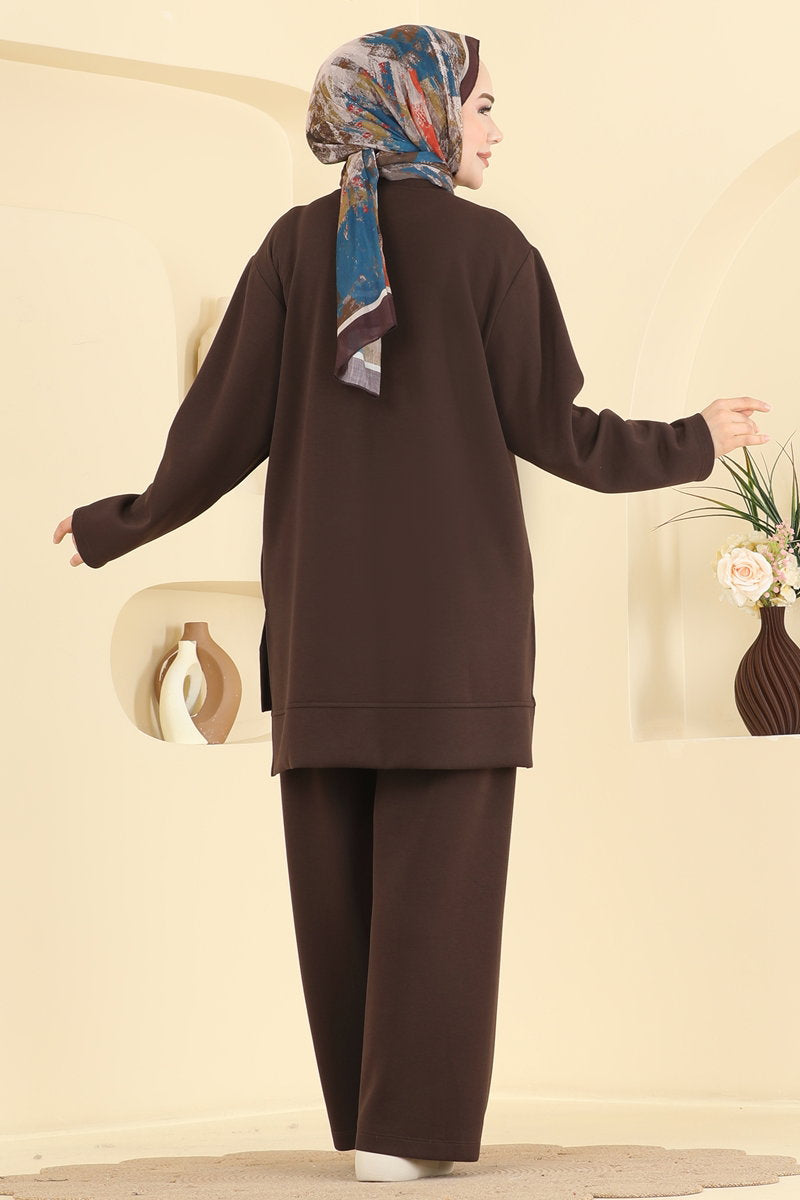 Modal Set with Side Slits - Dark Brown