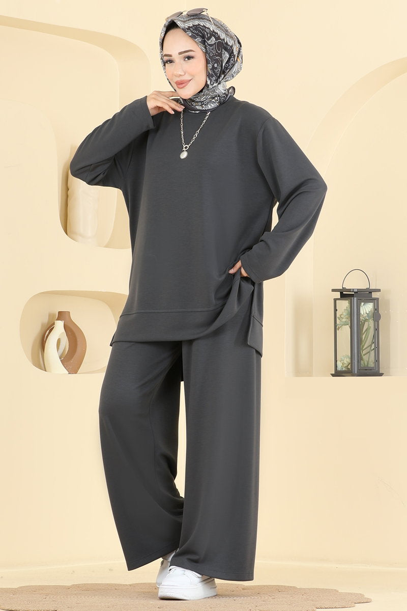 Modal Set with Side Slits - Charcoal