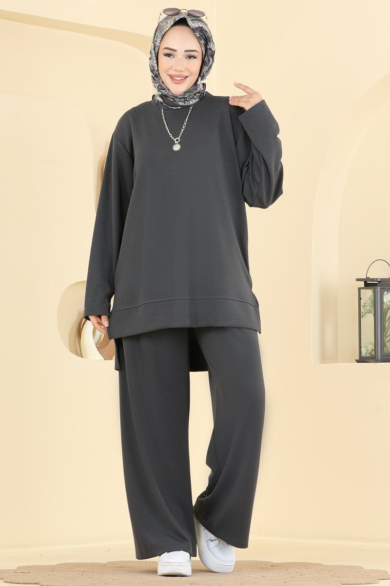 Modal Set with Side Slits - Charcoal