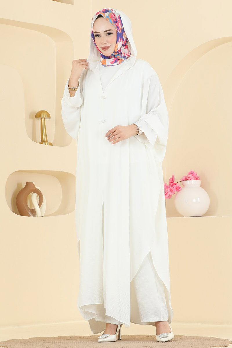 Batwing-Sleeve Three-Piece Set - Ecru