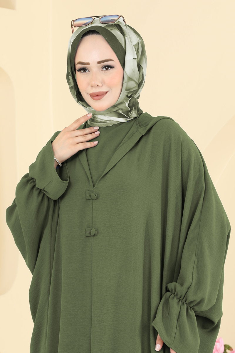 Batwing-Sleeve Three-Piece Set - Khaki