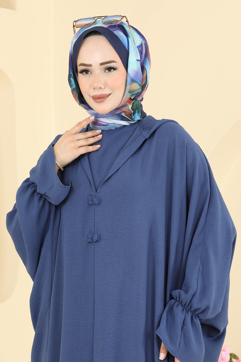 Batwing-Sleeve Three-Piece Set - Indigo
