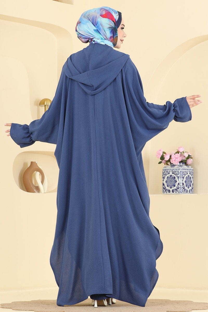 Batwing-Sleeve Three-Piece Set - Indigo