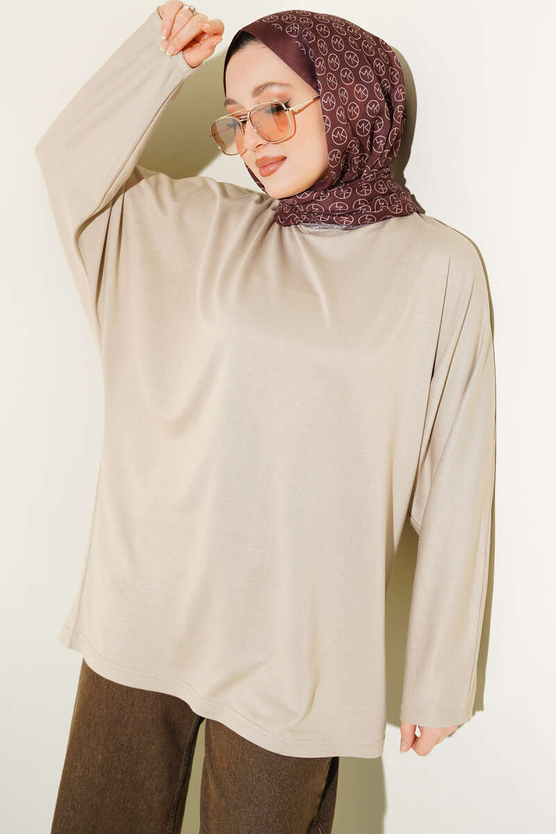 Basic Batwing Loycha Tunic - Beige