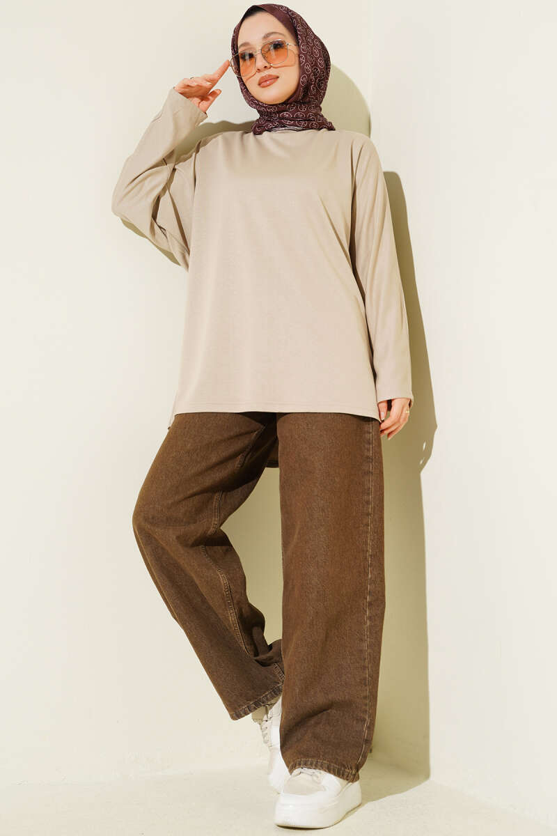 Basic Batwing Loycha Tunic - Beige