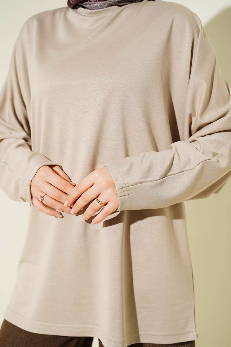 Basic Batwing Loycha Tunic - Beige