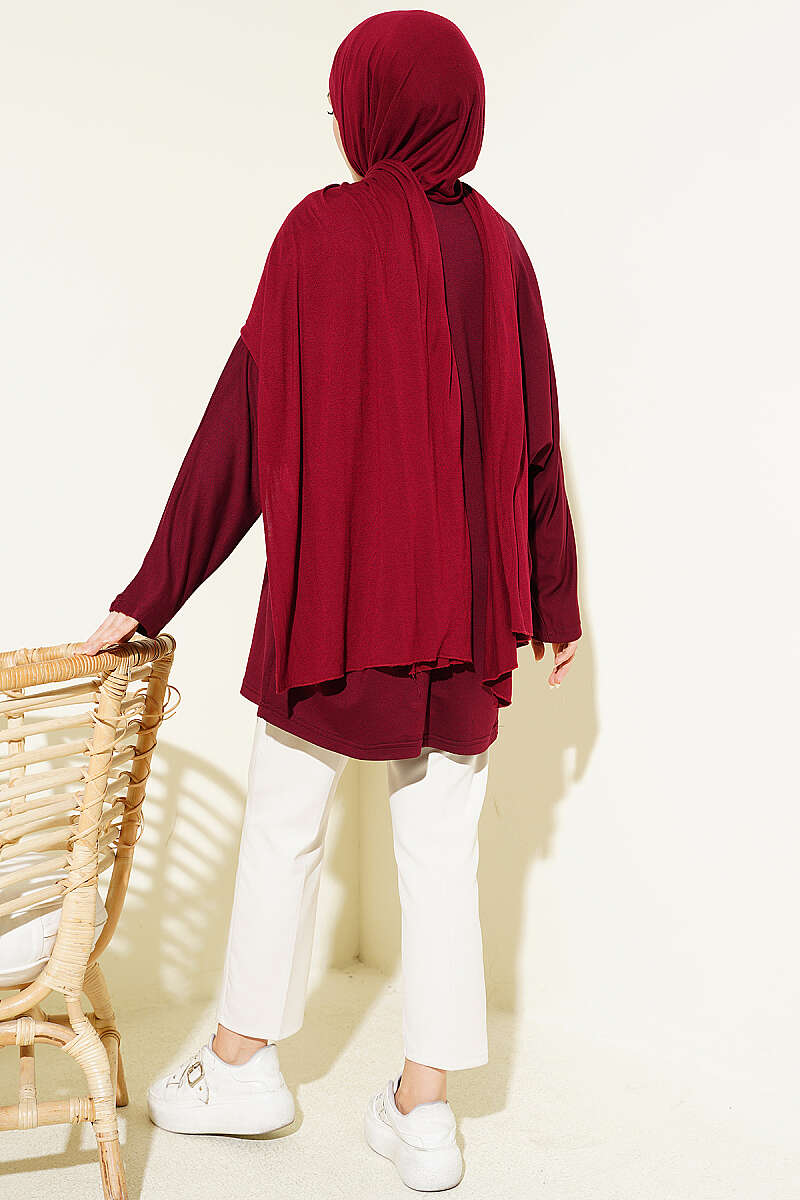 Basic Batwing Loycha Tunic - Burgundy